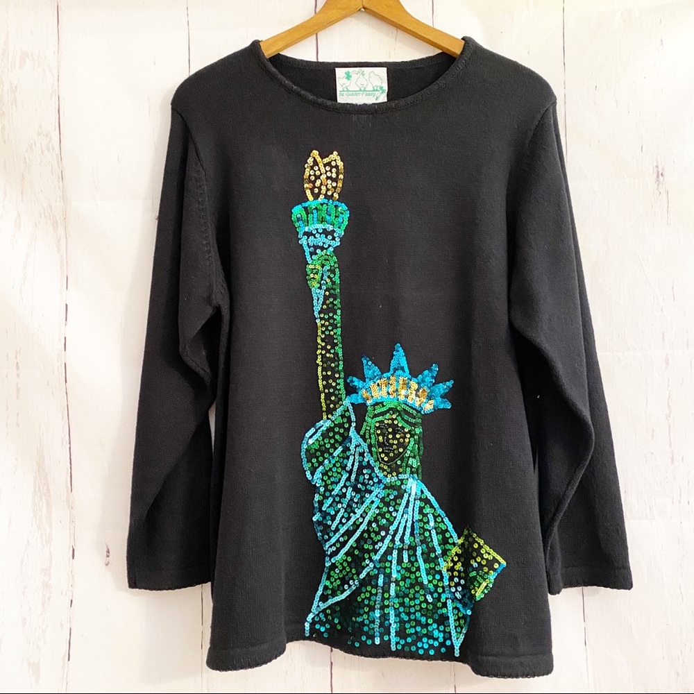 Quacker Factory Statue Of Liberty Sweater 18W 20W